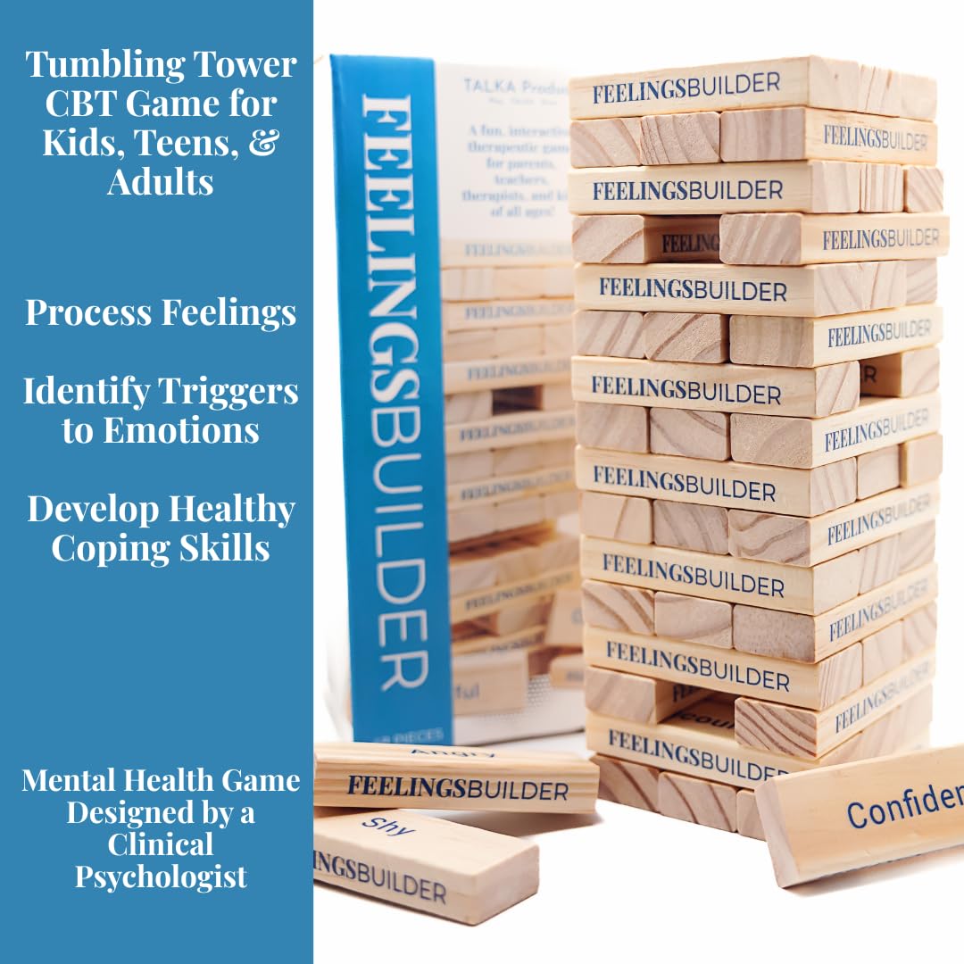 Feelings Builder - Therapy Games for Kids & Teens, Therapist Office Must Haves, Anger Management Toys, CBT Game for Kids, Teens, and Adults, Therapy Tools, Mental Health Games, ADHD Tools
