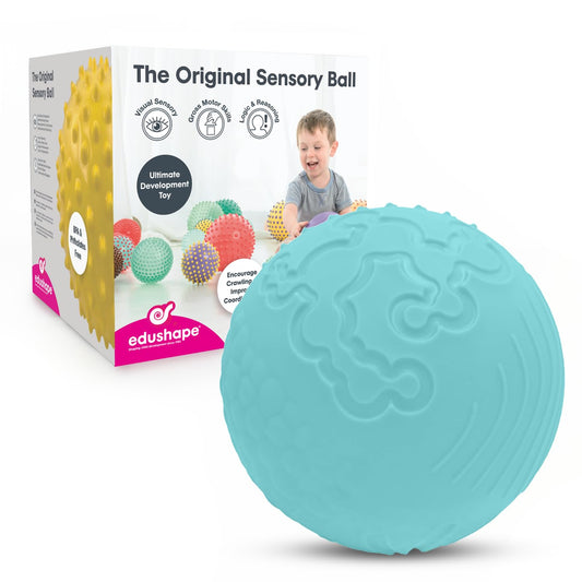 Edushape Texture-iffic Sensory Ball for Baby - 7" Light Blue Color Baby Ball that Helps Enhance Gross Motor Skills for Kids Aged 6 Months & Up - Colorful Unique Toddler Ball