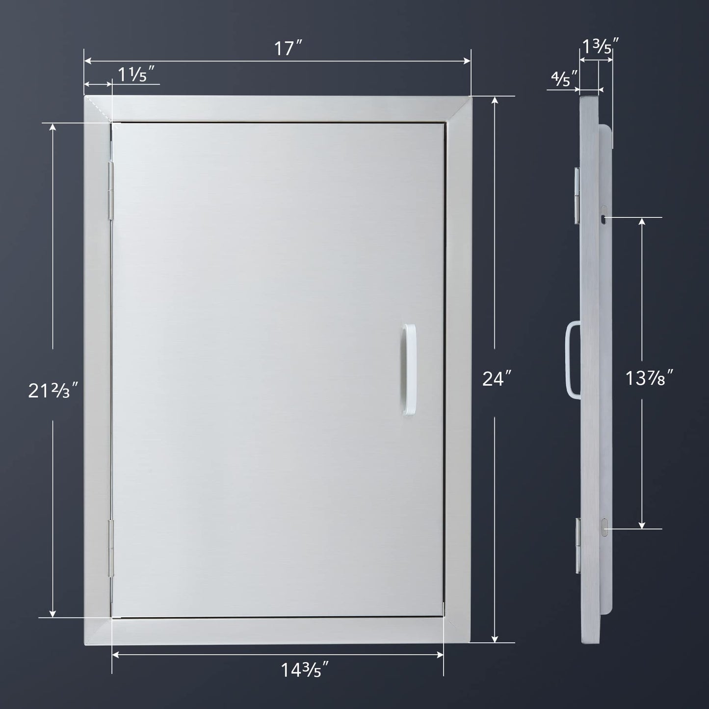 CO-Z Outdoor Kitchen Doors, Weatherproof 304 Stainless Steel Built in Single Access Doors for Outside Kitchen Commercial Grilling Grill BBQ Island Barbeque Station Storage Cabinet (17" x 24")