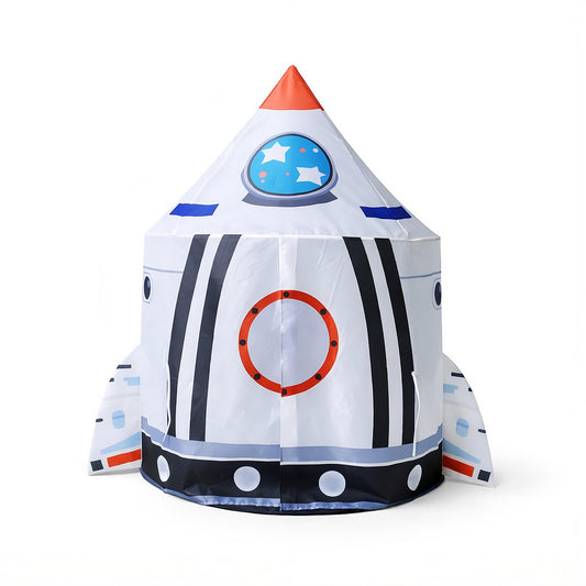 Rocket Ship Astronaut Playhouse, Kids Space Discovery Teepee with Windows, Foldable Indoor Outdoor Play Tent for Boys Girls, Toddler Adventure Room Decor