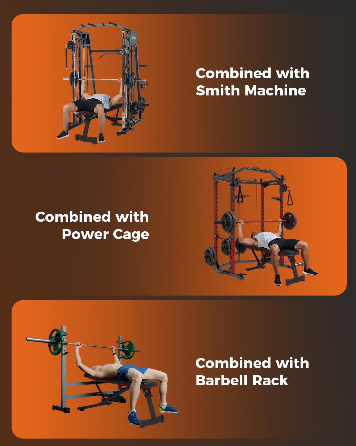 Smith Machines Home Gym with Bench, Squat Rack with Weight Bar, Dual LAT Pull-Down Systems & Cable Crossover Machine for Full-Body Workouts Training, Red & Black