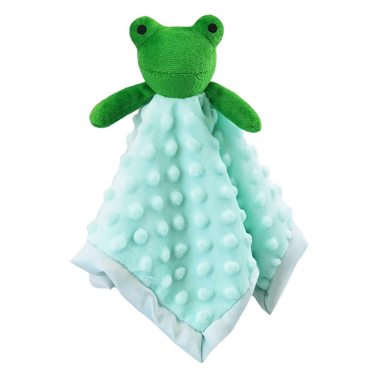 Doindute Baby Green Frog Soft Stuffed Animal Security Blanket, Plush Frog Character Lovey Blanket, Baby Shower/Nursery Gift, Newborn Infant Toddler Snuggle Blankie for Boys Girls, 13 Inches