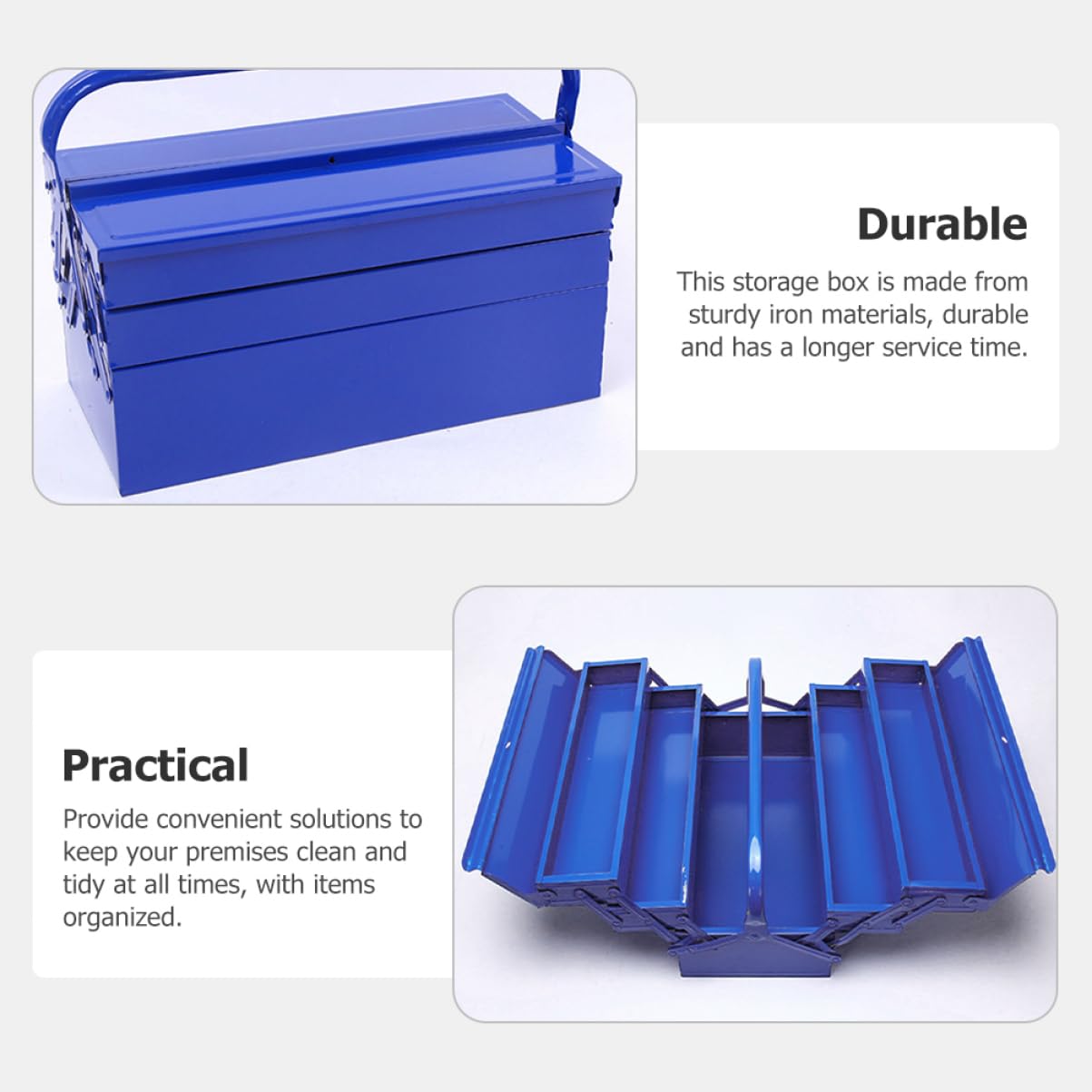 Veemoon Metal Tool Box Organizer Multi Iron Storage for and Workshop Durable and Portable Tool Chest with Easy