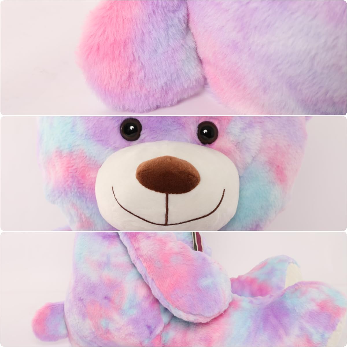 Tezituor Big Teddy Bear,Giant Rainbow Purple Teddy Bear Stuffed Animal,59 Inches Soft Plush Bear Toys,Girlfriend Baby Shower Life Size Bears Gifts for Valentines,Christmas,Birthday 5 Feet