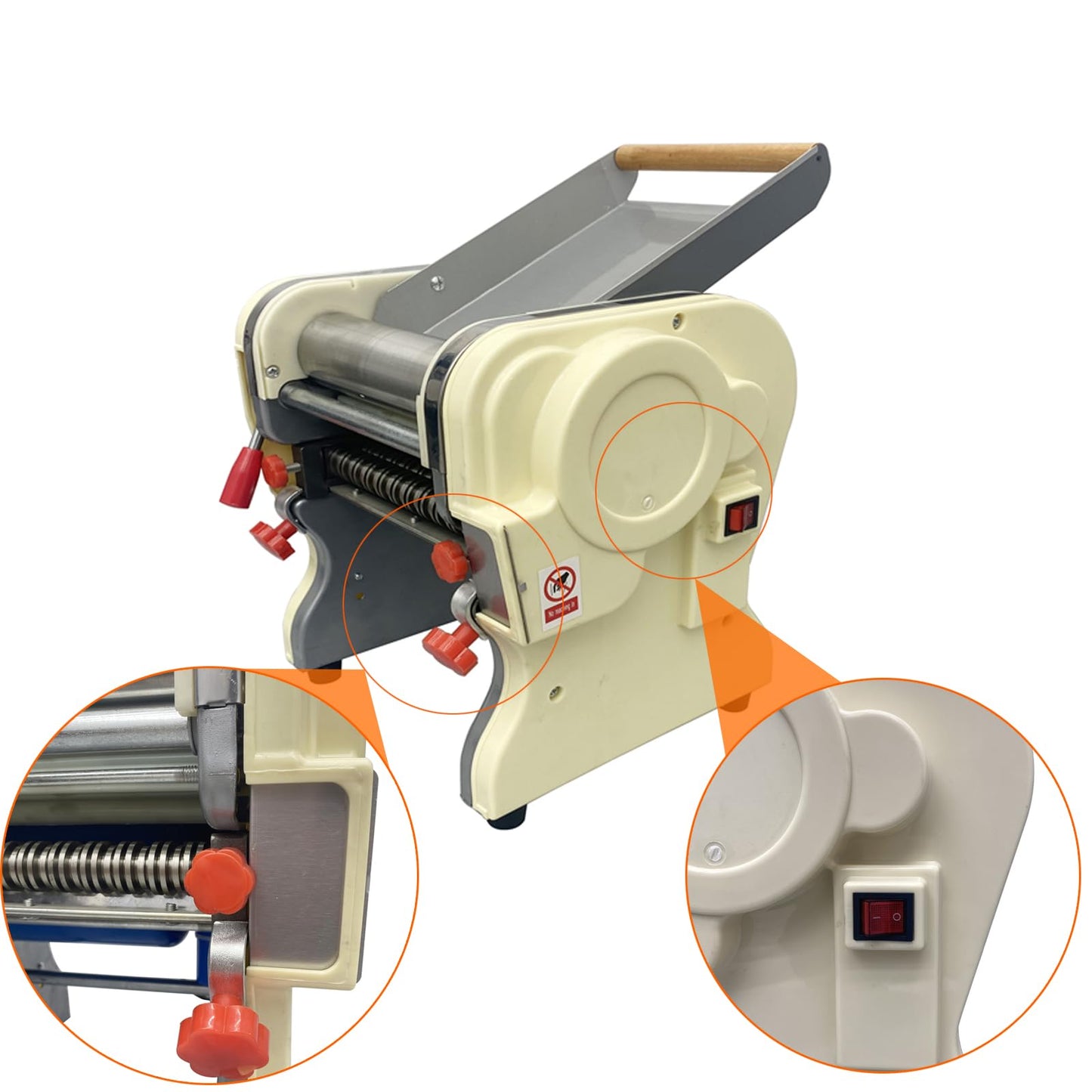 WYDDDARY Electric Pasta Press Maker Noodle Machine Stainless Steel Electric Noodle Maker with 0.12inch/3mm and 0.35in/9mm Wide Knife for Home Commercial 110V