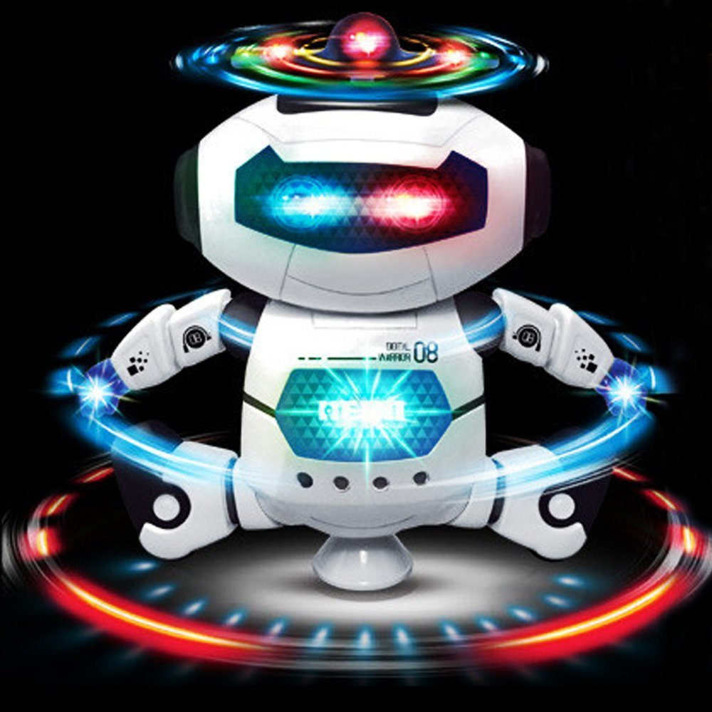 WenToyce Musical Walking Dancing Robot Toy for Kids, Flashing Lights, 360° Body Spinning, Toddlers Bosys Girls Fun Figure Toy
