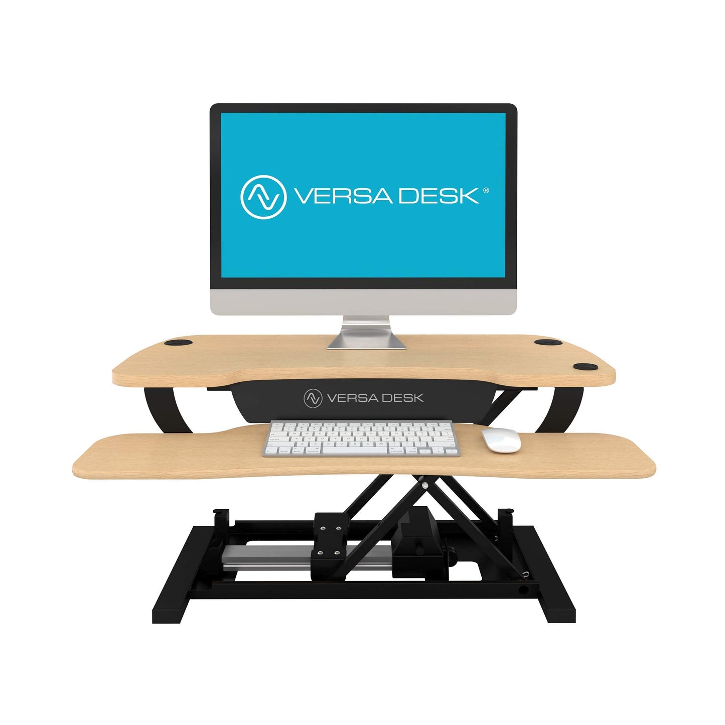 VERSADESK® PowerPro™ 36” x 24” Standing Desk Converter | 36 Inch Electric Height Adjustable Sit to Stand Desk Riser w/Keyboard Tray & USB Hub - Ergonomic Workstation for Home & Office, Maple