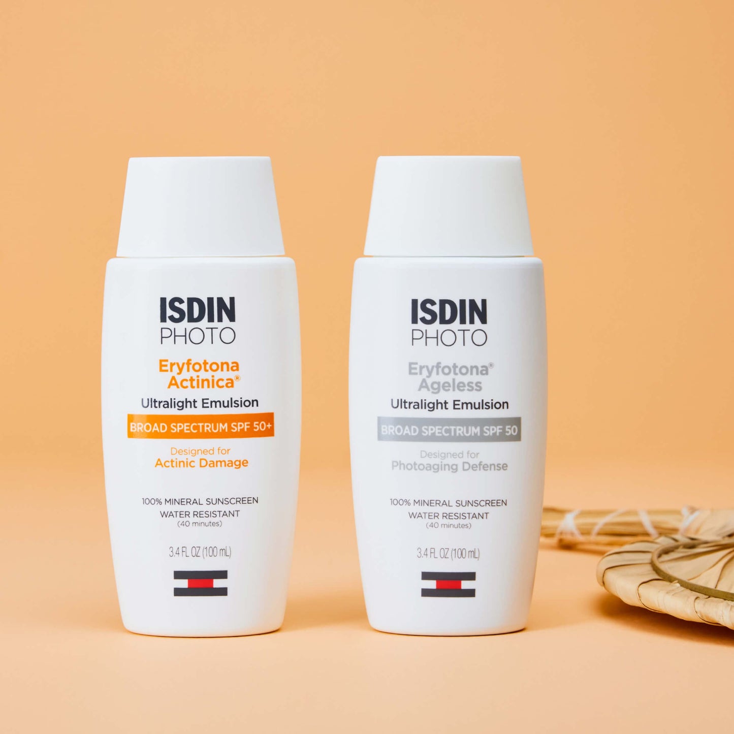 ISDIN Suncare Bundle Non-Tinted & Tinted Sunscreen | Eryfotona Actinica Mineral Sunscreen | Eryfotona Ageless Mineral