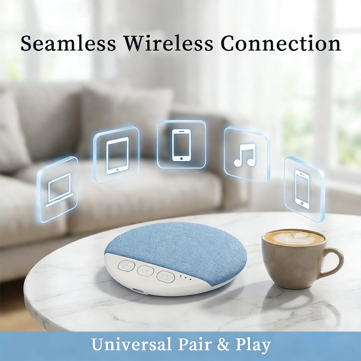 Bluetooth Pillow Speaker for Sleeping, Under Pillow Speaker with White Noise & Timer, Private Sleep Aid Headphone Alternative for Couples, Adults, Kids - No Disturb to Partner