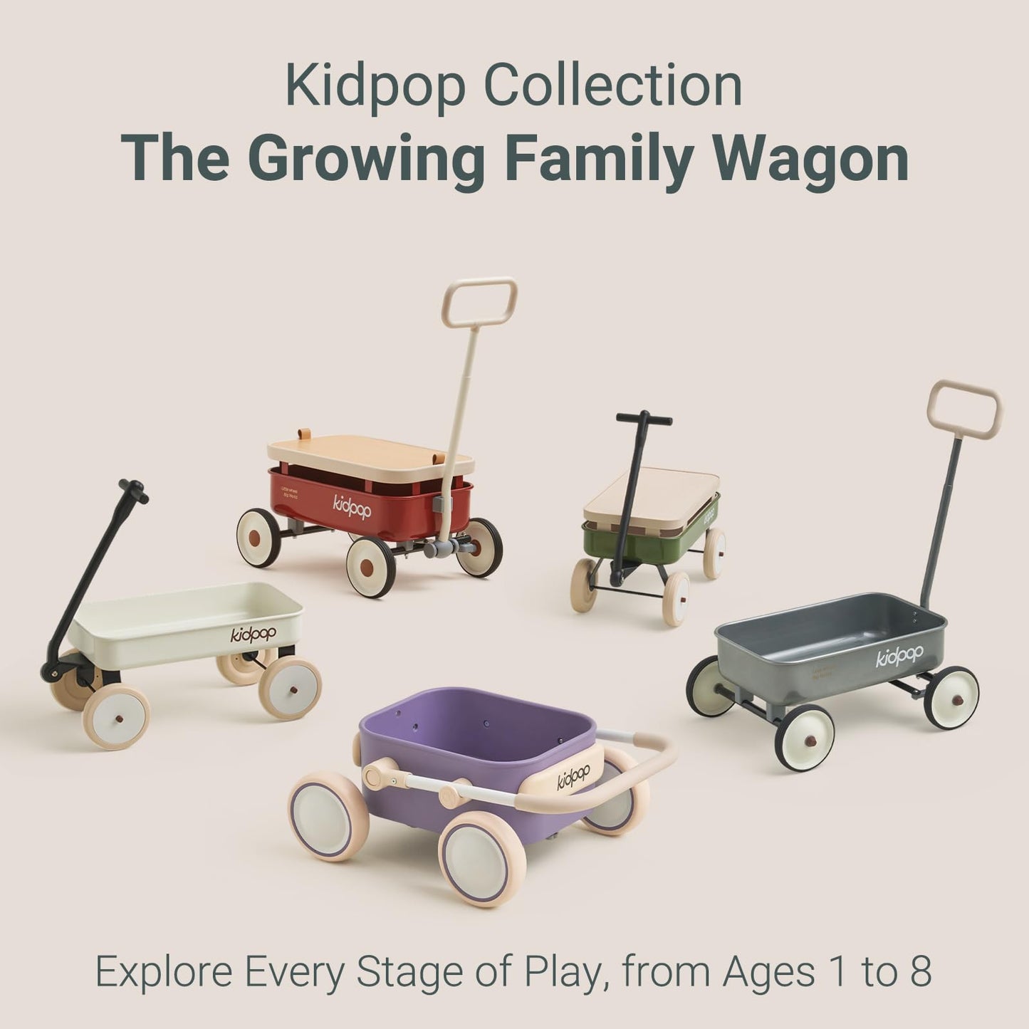 Kidpop Pula-Mini First Wagon for Toddlers, 4-Wheel Baby Pull Toy Cart for Kids Ages 1-3, Indoor & Outdoor Push Walker Toy, Ideal 1 Year Old Birthday Gifts (Green)