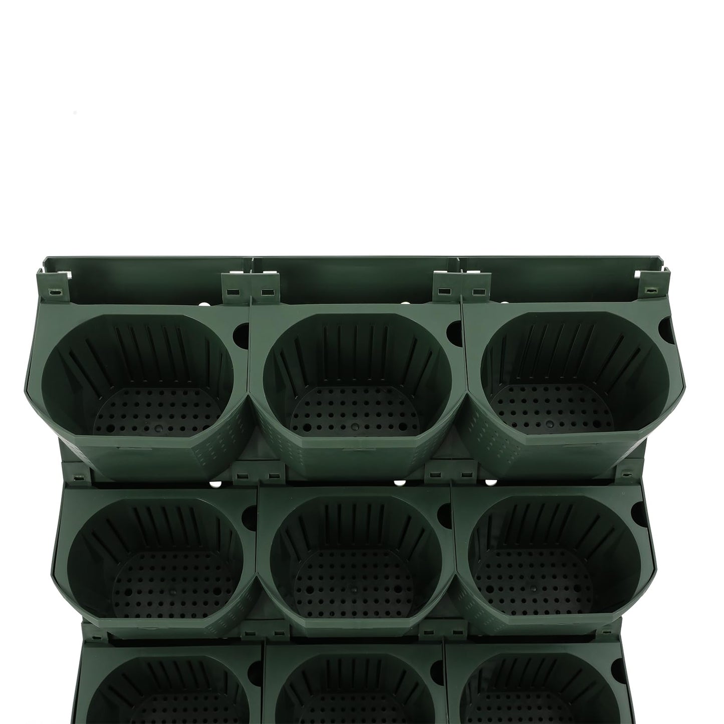 kunghei 36-Pot Wall Mounted Planter – Vertical Wall Planter with Water Storage Layer, Stackable Flower Pot Holder for Indoor Outdoor Garden Balcony (12 * 3-Pot) (Army Green)