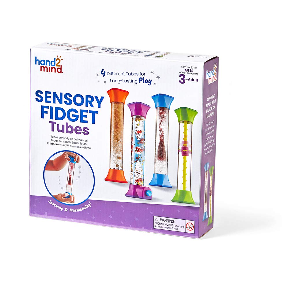 hand2mind Sensory Fidget Tubes, Sensory Toys, Travel Toys, Quiet Fidgets for Classroom, Calm Down Corner Supplies, Anxiety Relief Items for Kids, Toddler Stocking Stuffers, for Kids