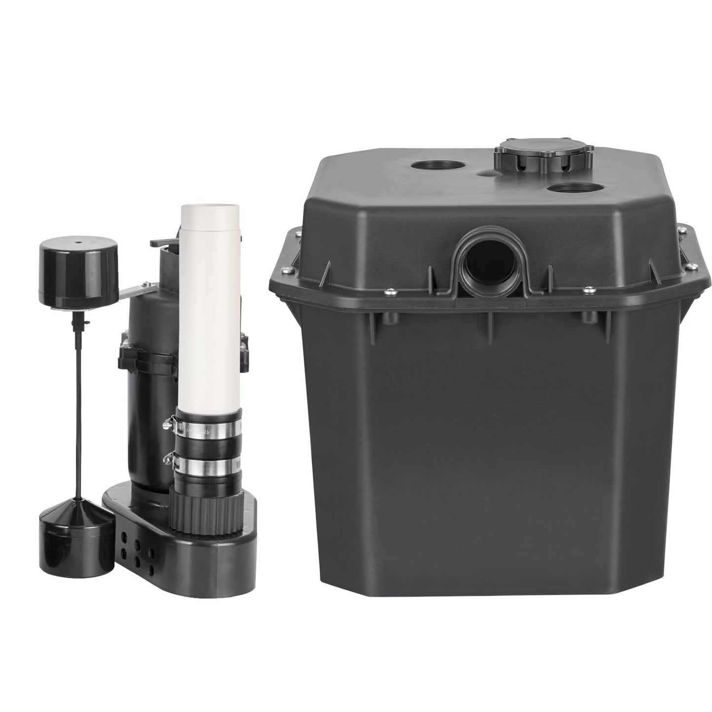VEVOR Utility Sump Pump, 1/2 HP, 120-Volt, 3500 GPH Flow, 28 ft Head, Under-Sink System with 6 Gallon Basin, Automatic Utility/Laundry Pump, Drain Pump with 1-1/2" NPT Outlet, Black