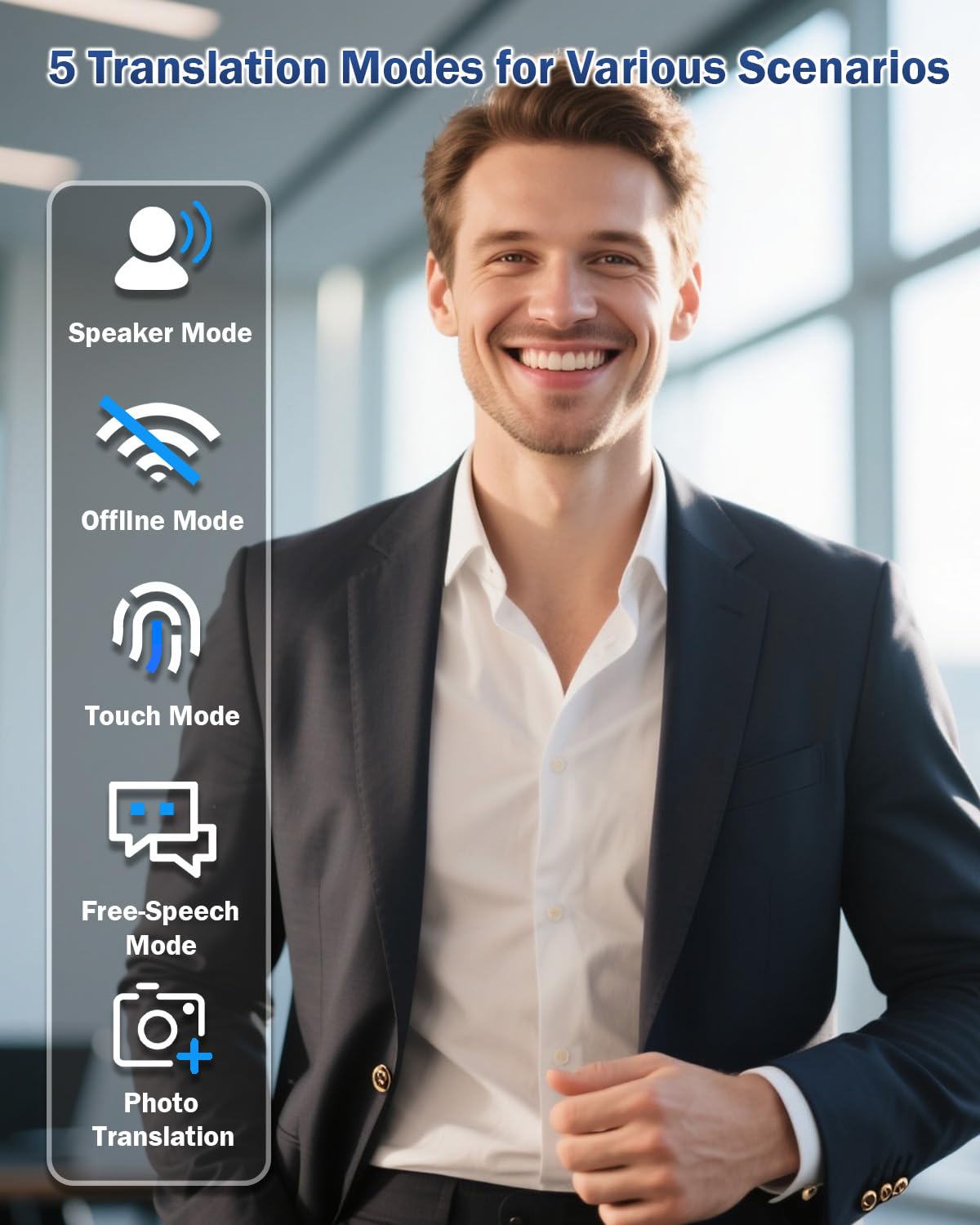 Wooask M9 Translation Earbuds, Translator Earbuds Two-Way for 144 Languages and 11 Offline Translation Packs, 3-in-1 Real-Time Translator for Travel Business Learning (Beige, Offline Version)