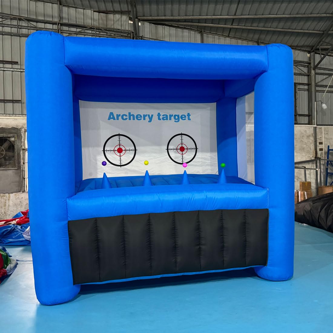 Inflatable Archery Range Floating Ball Shooting Archery Target Interactive Sport Games with 1 Longbow + 6 EVA Arrows+6 Balls, Air Blower, for Parties, Lawn Games, Team Events (Blue)