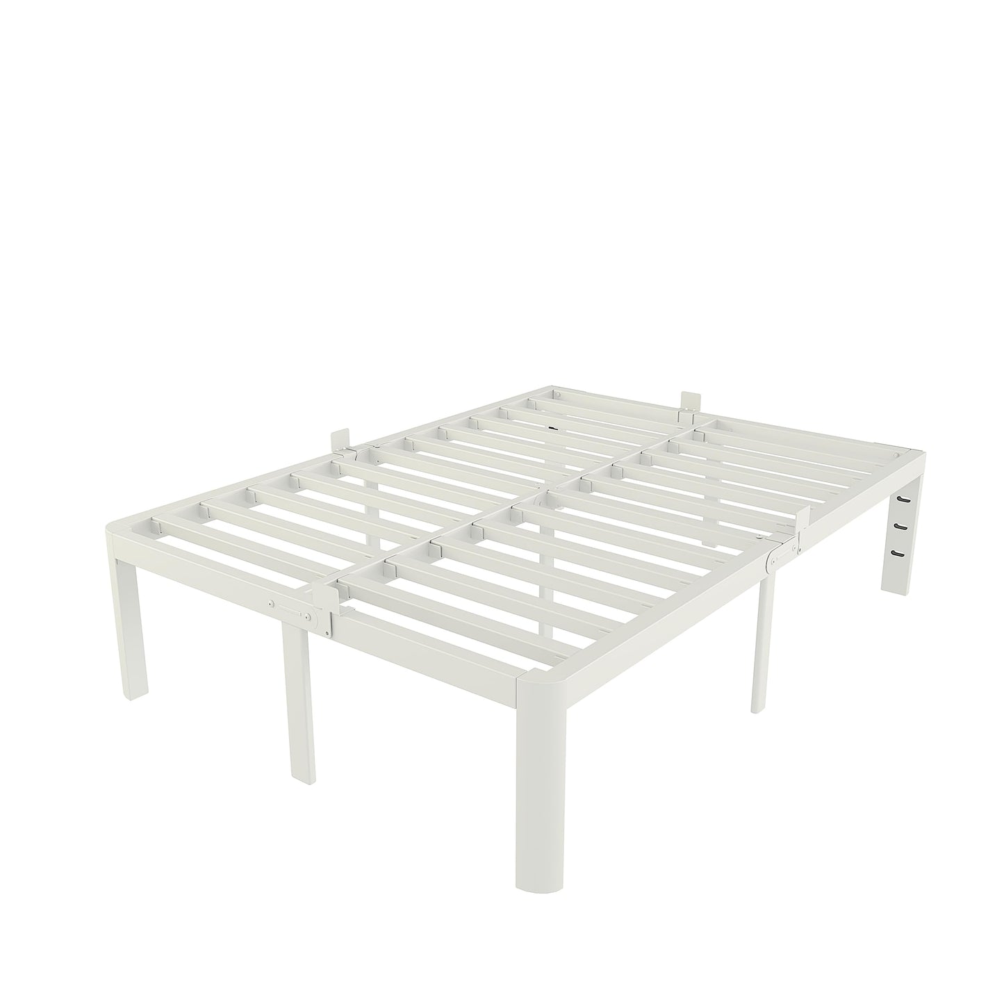 KZZLOL White Bed Frame Queen Size 16 Inch, Metal Queen Bed Frame No Box Spring Needed, Heavy Duty Steel Support 3500 LBS, DIY Headboard, Noiseless, Round Corner Legs, Storage Space, Easy Assembly