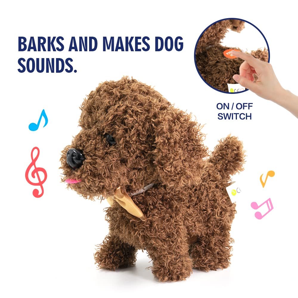 WEofferwhatYOUwant Labradoodle Robot Dog – Interactive Plush Puppy Toy That Walks and Barks – Goldendoodle Stuffed Animal with Sounds – Cuddly Educational Gift for Toddlers 18+ Months