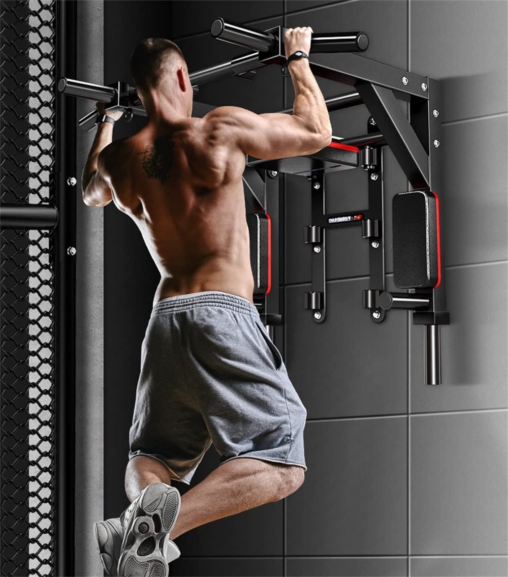 HAKENO Multifunctional Wall Mounted Pull Up Bar Chin Up bar,Dip Station for Indoor Home Gym Workout,Power Tower Set Gym Equipment 800LBS
