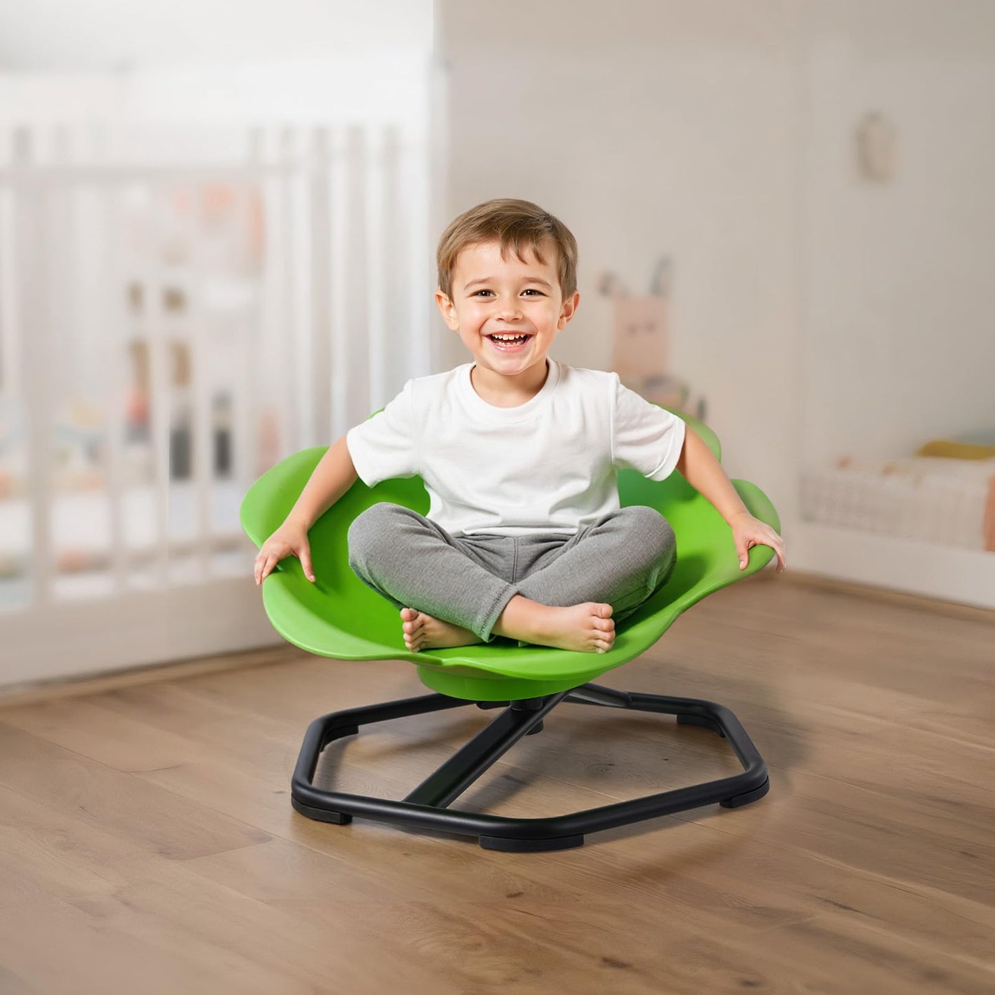 VEVOR Kids Swivel Chair, 220 lbs Capacity, Cylinder Shape Sensory Spinning Chair, Autistic Kids Sensory Toy Seat with Non-Slip Metal Base, Toddler Sit & Spin Seat for Coordination Balance Focus, Green