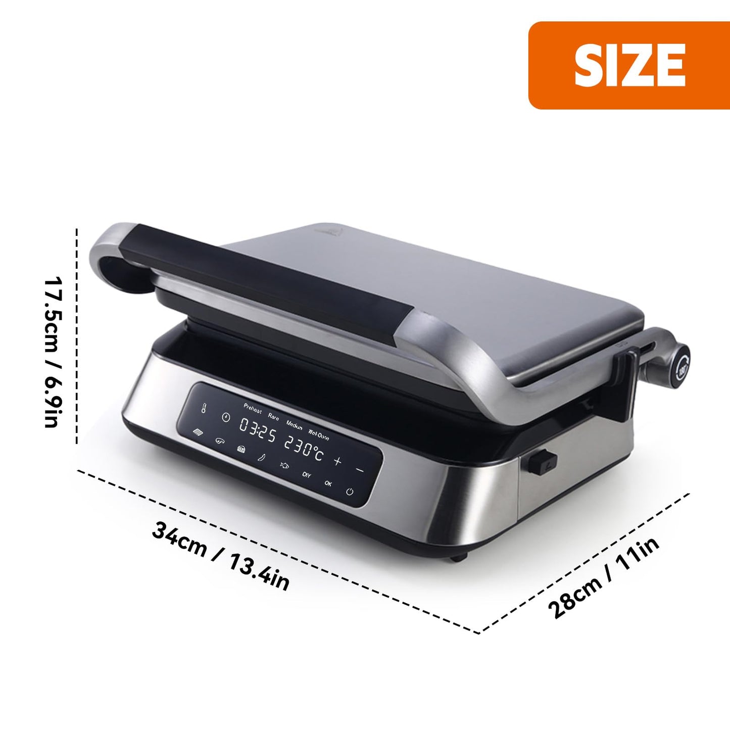 Panini Waffle Maker Combo | Panini Grill Press Sandwich Maker, Smokeless Indoor Grill, 1600W, 180° Open, Removable Plates, Stainless Steel, Ideal Kitchen Gift for Steak, Hamburger, Waffle