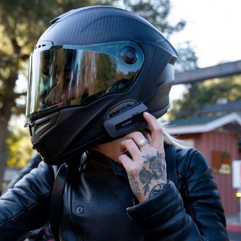 Cardo PACKTALK Edge Motorcycle Bluetooth Communication System Headset Intercom - Dual Pack