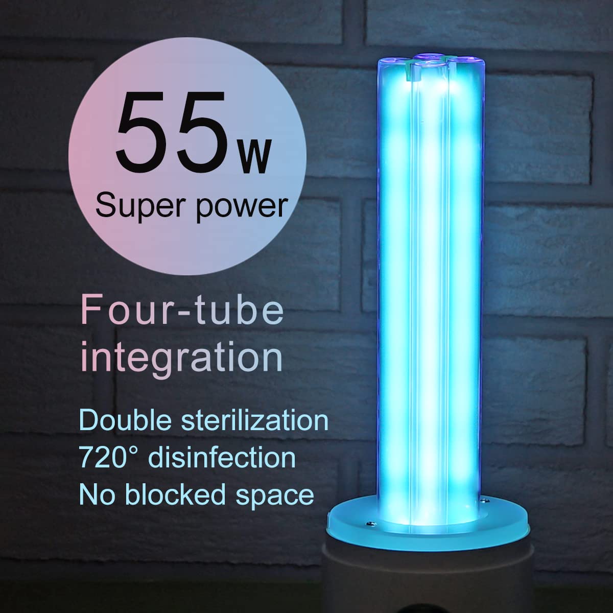 Cotton Knight, UV Light Sanitizer, 55w 254nm UVC Lamp for Room Surface Disinfection up to 750 sqft, Home/School/Hotel/Travel, Kills Bacteria/Molds/Dust Mites, 1Y warranty (Pink With Ozone)
