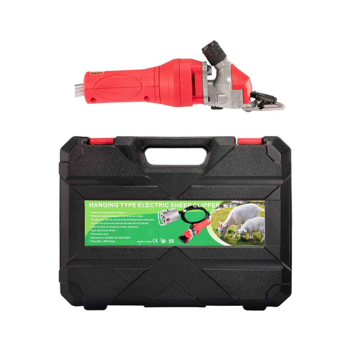 DEJUN Electric Sheep Clippers, 110V Professional Sheep Shears 1000W Wool Shearing Machine with 2 Blades (Red)