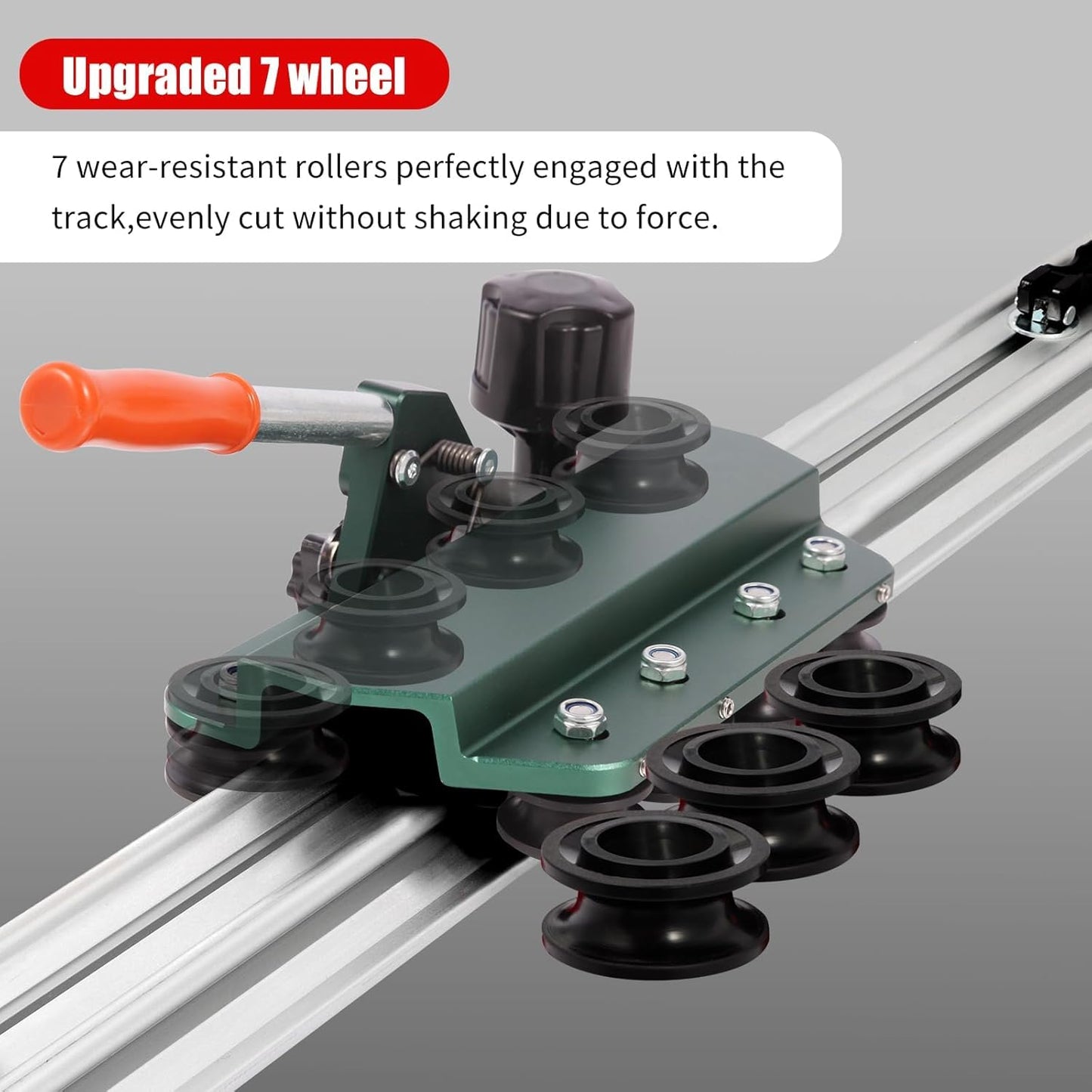 Manual Tile Cutter, Large Format Ceramic Tile Cutting Tool with Built-in Suction Cups & Tile Clamp, 3-Head Scoring Wheel System, for Up to 0.47-Inch Thick Tiles