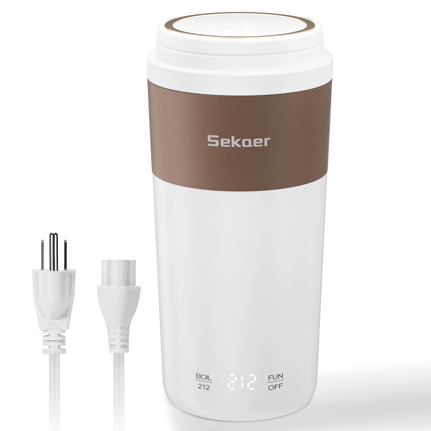 Sekaer Travel Portable Kettle, Dual Voltage 110-240V, Mini Electric Kettle for Tea Coffee, 304 Stainless Steel Small Hot Water Boiler, 350mL Auto Shut-Off & 4 Temp Presets, SKE-835-B