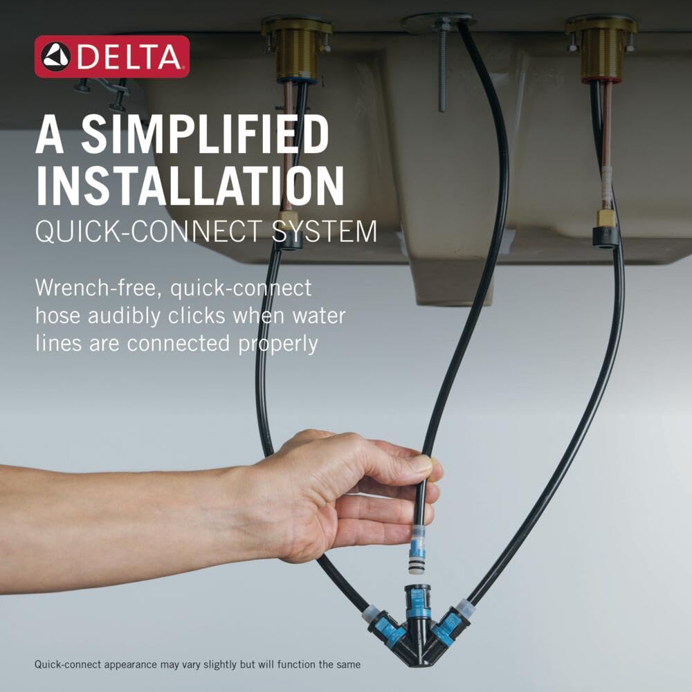 Delta Faucet Nicoli Widespread Bathroom Faucet 3 Hole, Matte Black Bathroom Faucet, Bathroom Sink Faucet, Drain Assembly, Matte Black 35849LF-BL
