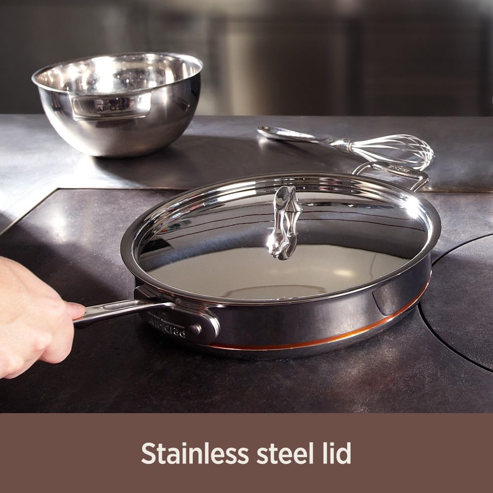 All-Clad Copper Core 5-Ply Stainless Steel Fry Pan 10 Inch Induction Oven Broiler Safe 600F Pots and Pans, Cookware Silver