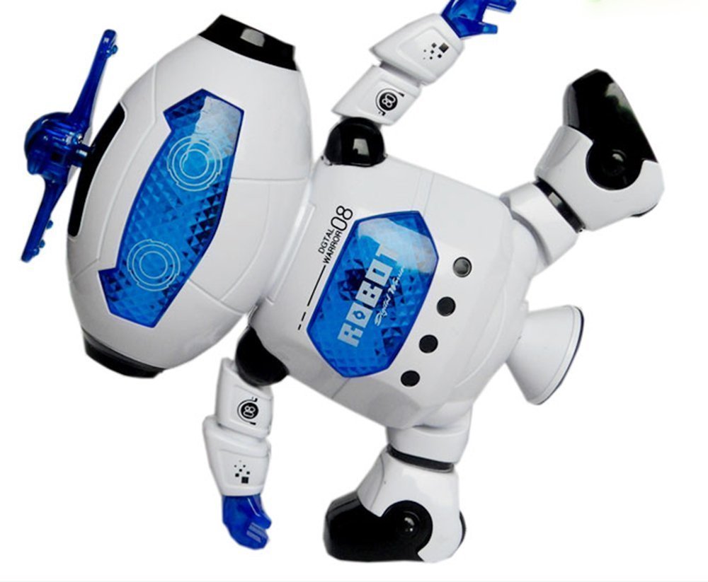 WenToyce Musical Walking Dancing Robot Toy for Kids, Flashing Lights, 360° Body Spinning, Toddlers Bosys Girls Fun Figure Toy