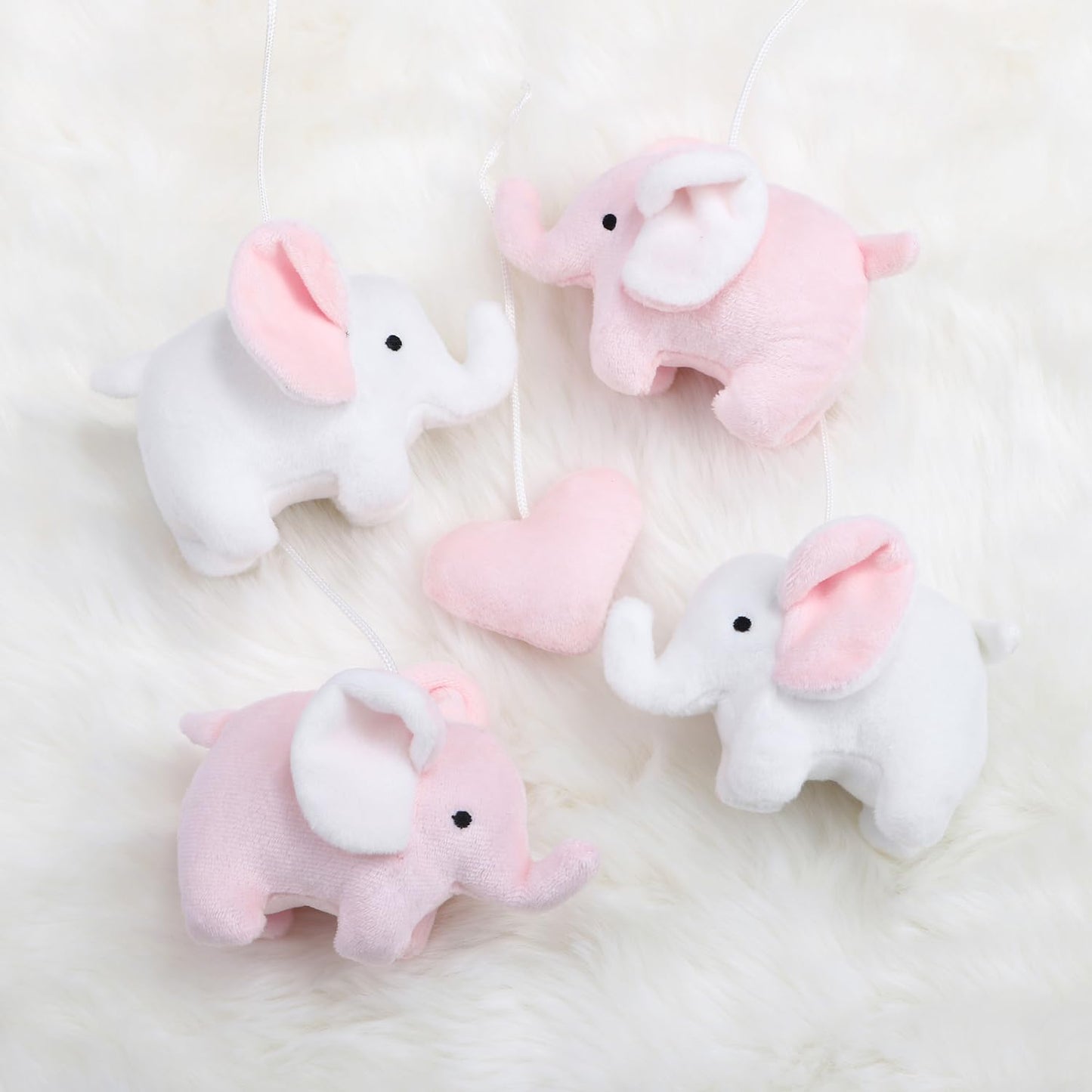 The Peanutshell Crib Mobile for Girls - Soft Pink Musical Baby Crib Mobile with 12 Lullabies, Cute Elephant Baby Pink Elephant Nursery Decor