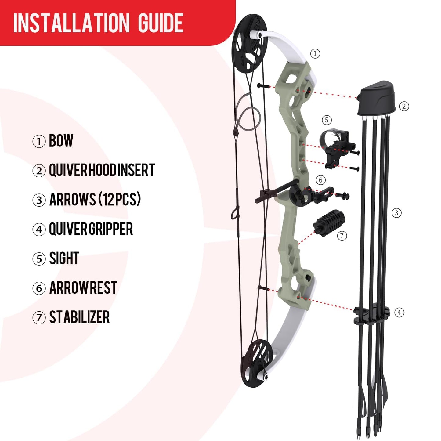 Sanlida Archery Dragon X6 Compound Bow Kit for Youth, Kids & Beginners, Bow and Arrows Set, 19”-28” Draw Length, 15-30 LBS Draw Weight, RH Only