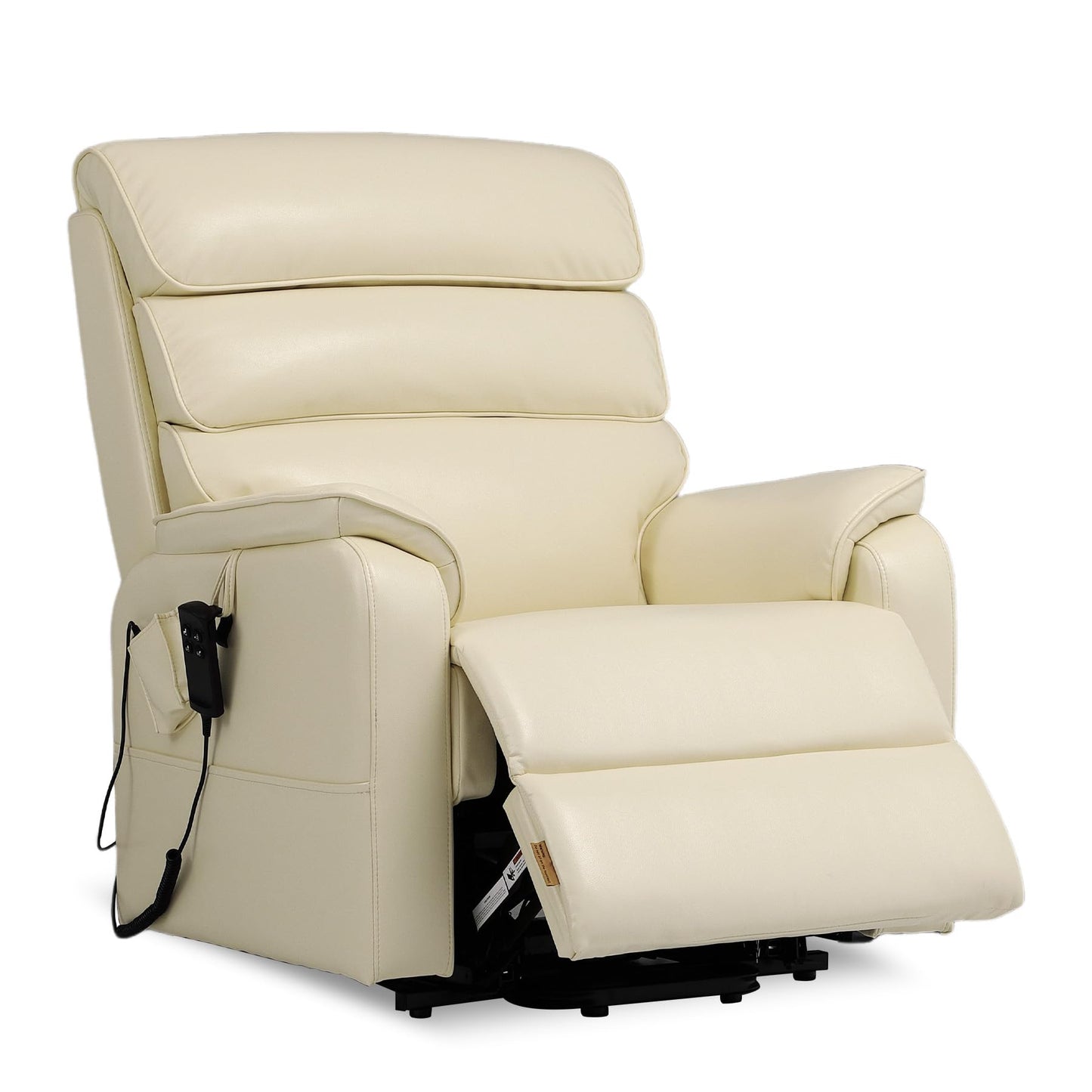 DYNOX Big Man Large-Wide Power Dual Motor Lift Recliners Chairs for Elderly Lay Flat Lift Chair with Infinite Positions, Heat & Massage, Supports 400 LBS(9298,Faux Leather,Cream)