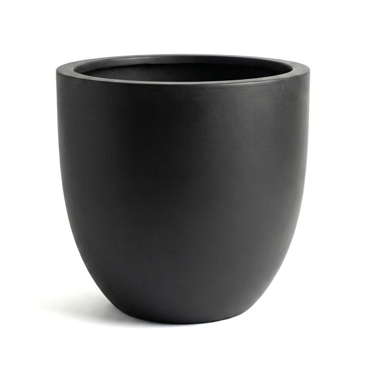 DTY Mount Yale 15.7" D x 15" H (Pot Opening 12.2") Fiberstone Planter with Drainage Hole, Weather Resistant for Indoor and Outdoor, 2 Extra Coco Mats - Black, Medium