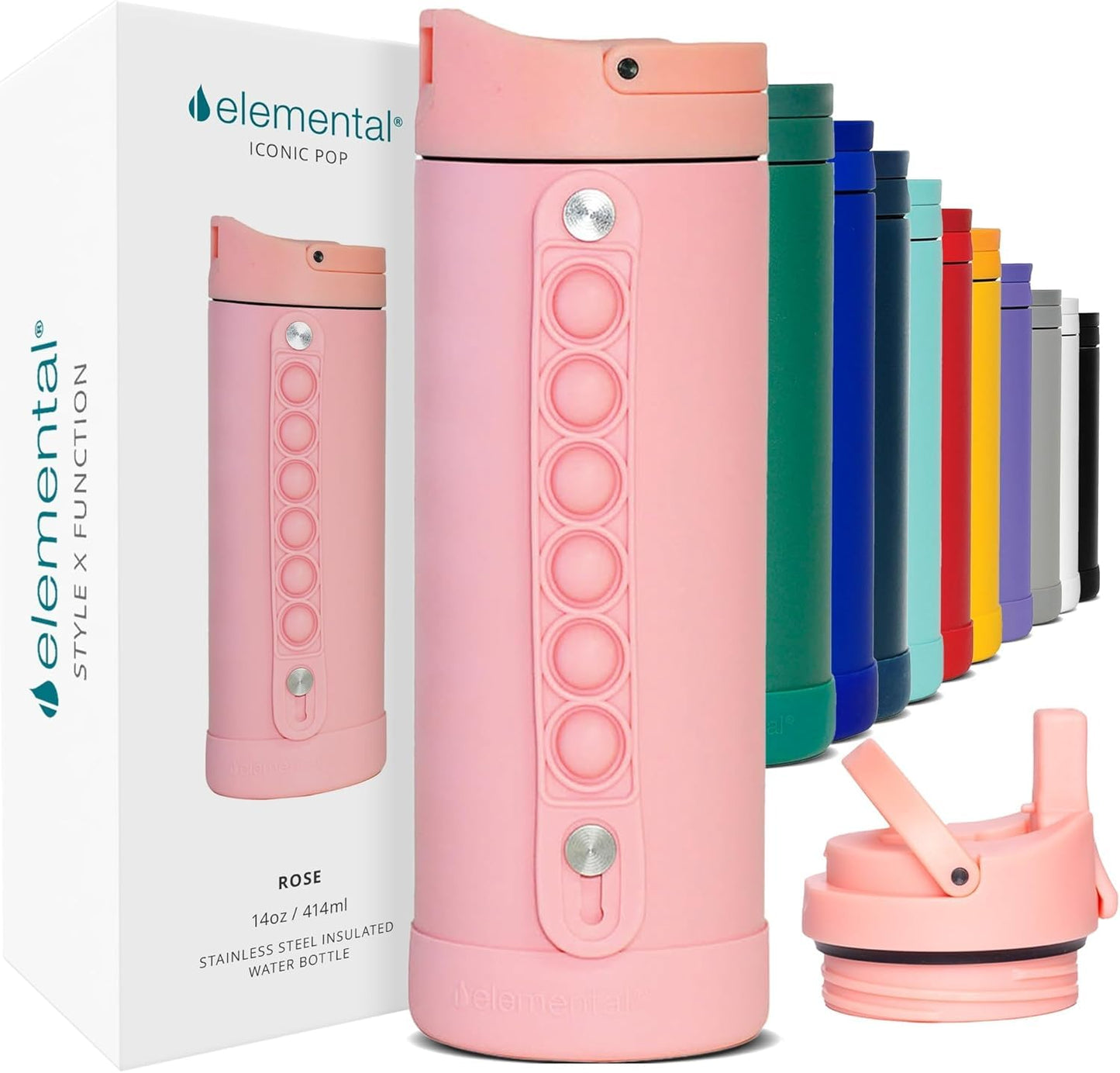 Elemental Iconic Kids 14oz, Iconic Kids 20oz, Artisan Tumbler 16oz, Commuter 40 oz Tumbler, 10 oz Tumbler - Rose