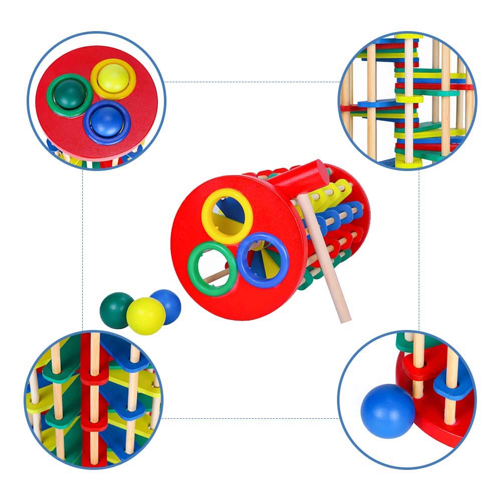 AVIUDHE Wooden Ball Drop Toy Kids Pounding Bench Hammer Pound Roll Ramp Toys Children Educational Montessori Gift for 3 4 5 Years Old Babies and Toddlers