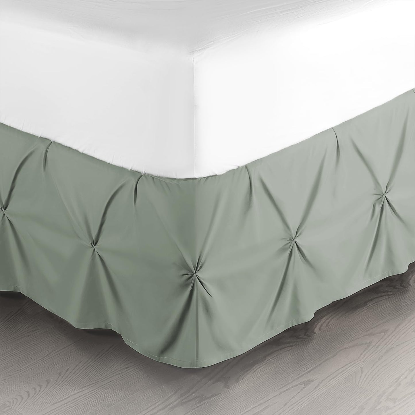 Nestl Sage Green Bed Skirt Queen Size, Pinch Pleat Queen Bed Skirt, 14" Inch Drop Queen Bedskirt, Hotel Quality Sage Green Bed Skirts, Microfiber Bedskirt for Queen Bed, Sage Green Queen Bed Skirt