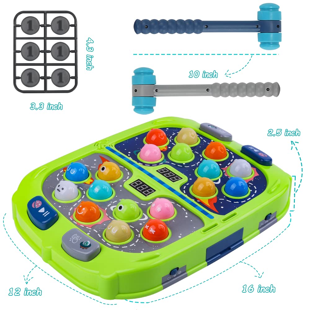 Whack Game Mole for Kids, Toys for 3 4 5 6 7 8+ Year Old Boys Girls, Pounding Toys for Age 3-8, Gift for Kids Toddlers Ages 3-12 Year Old, Interactive Educational Toys with Sound and Light, 3 Modes