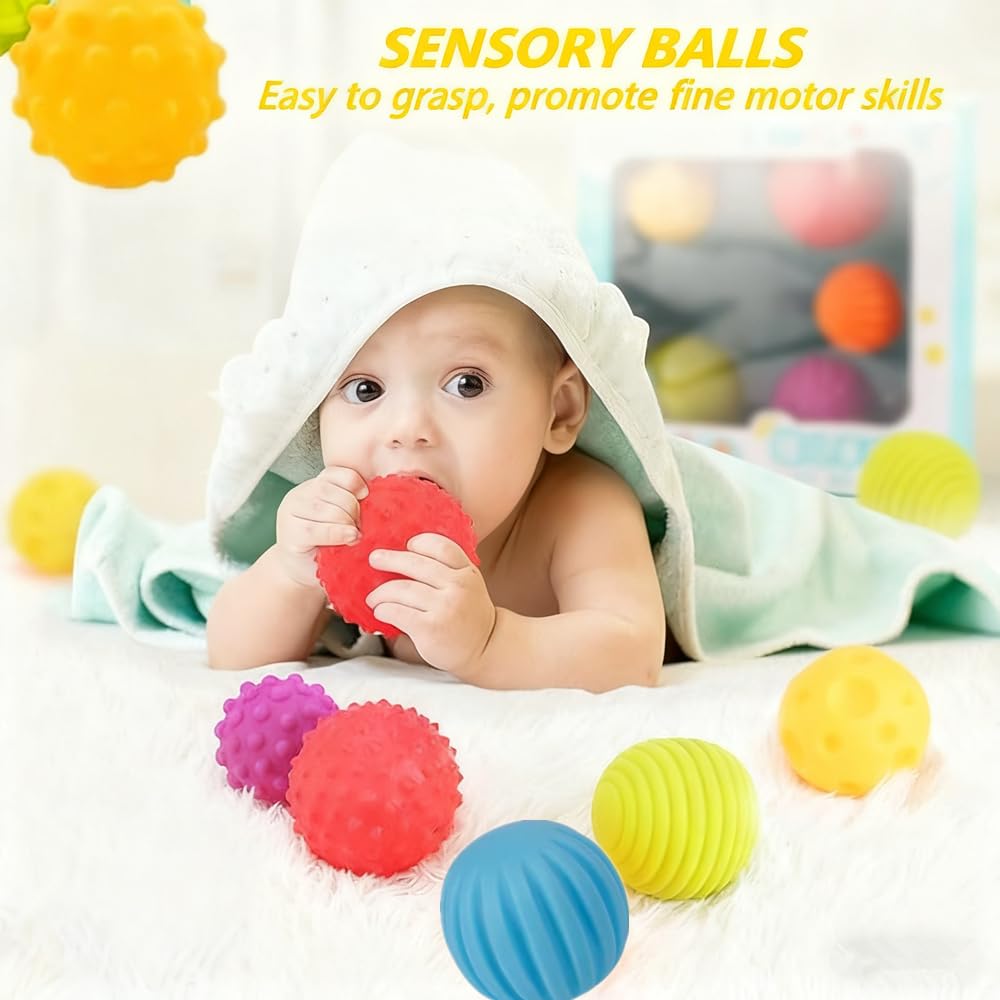 ELLECK Baby Montessori Sensory Toys for 0-6 6-12 Months, Teething Toys for Babies 0 3 6 9 12 18 Months, Infant, Newborn Rattle Teether, Blocks, Soft Stacking Rings, Ideal Baby Boy Girl Gifts Set