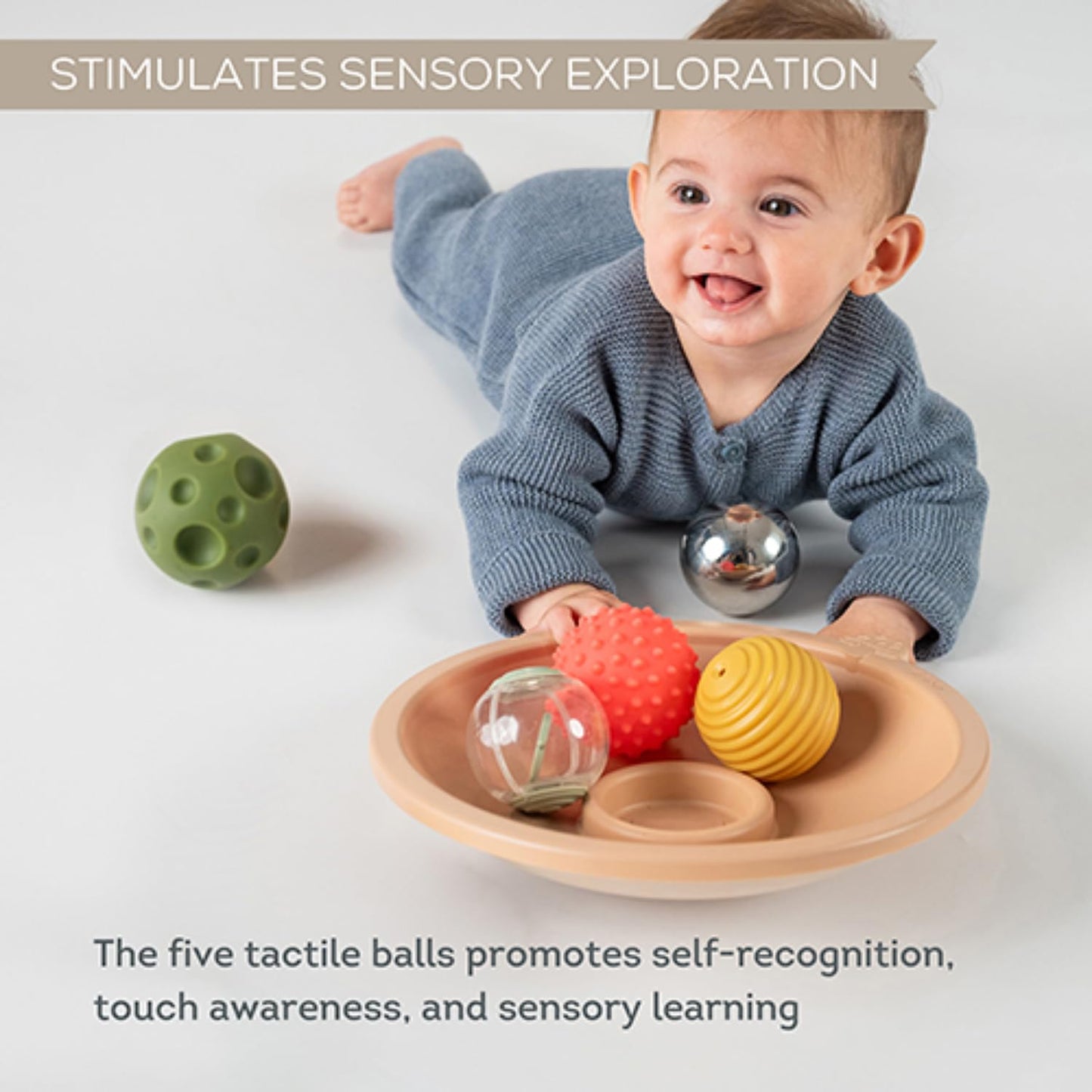 Taf Toys Tummy Time Play Tray with 5 Sensory Balls for Babies 3-6 Months - Interactive Baby Ball Toy - Enhances Motor Skills, Hand-Eye Coordination - Fun Toddler Ball Toys for Toddlers 1-3