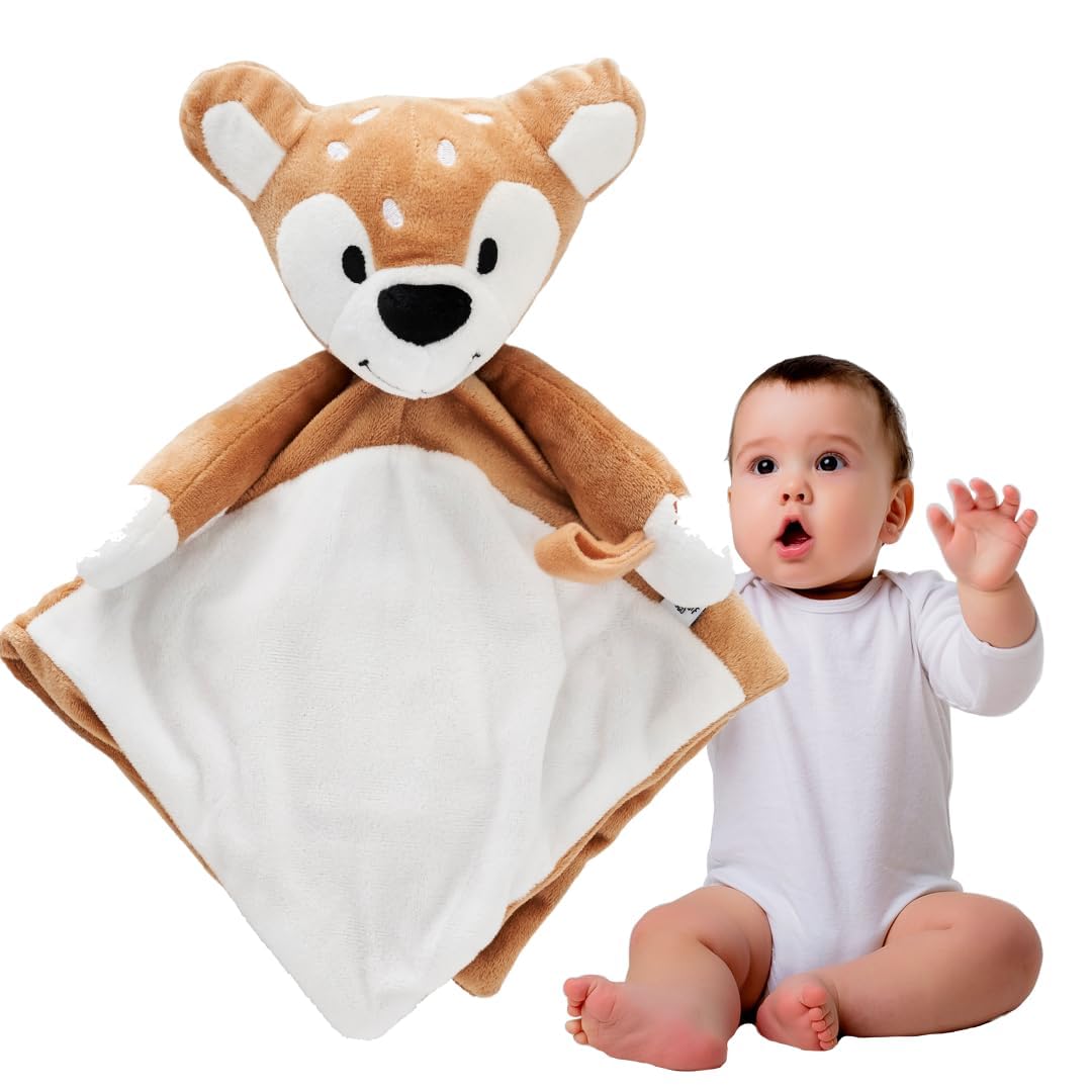 Riff Raff Bear and Fawn Sleep Soother Sleep Aid Lullaby for Newborn/Baby 0+ Months, Portable White Noise Plush Sound Machine, Heartbeat & White Noise Plush, Stuffed Animals for Babies w/Velcro Strap