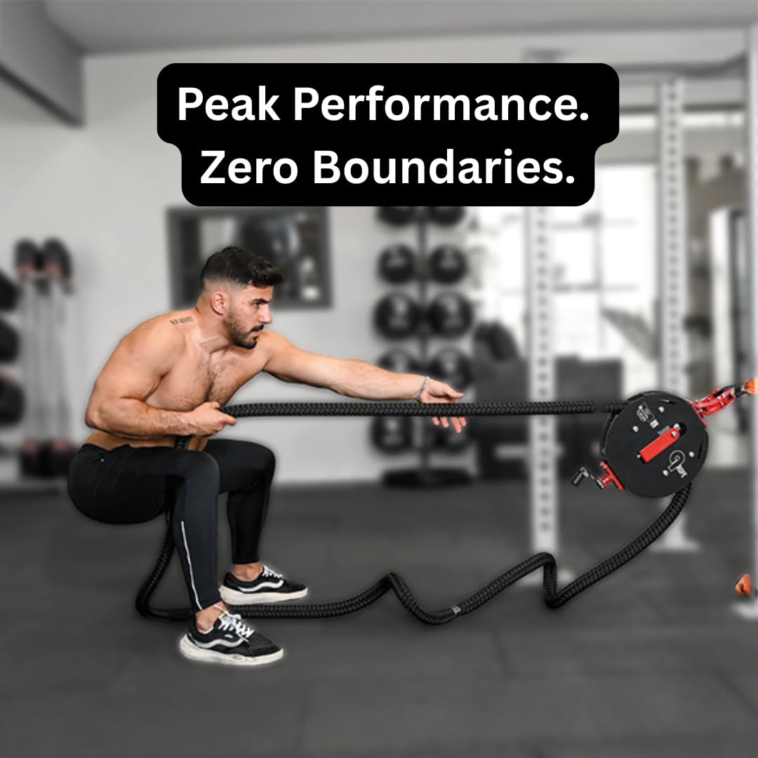 Qrope Endless Rope Trainer Machine - Portable Rope Pull Pulley System - Home Gym Workout Equipment for Strength Training - Infinity Rope for Upper Body and Forearms