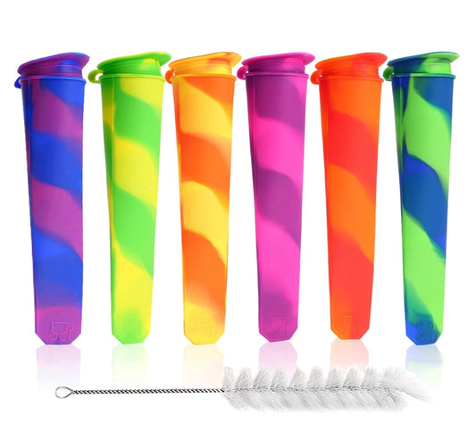 Silicone Ice Pop Molds Wpunwen Ice Popsicle Molds with Lids 6 Pcs Silicone Popsicle Molds for Kids with Clean Brush Durable Reusable Popsicle Tubes Multi color