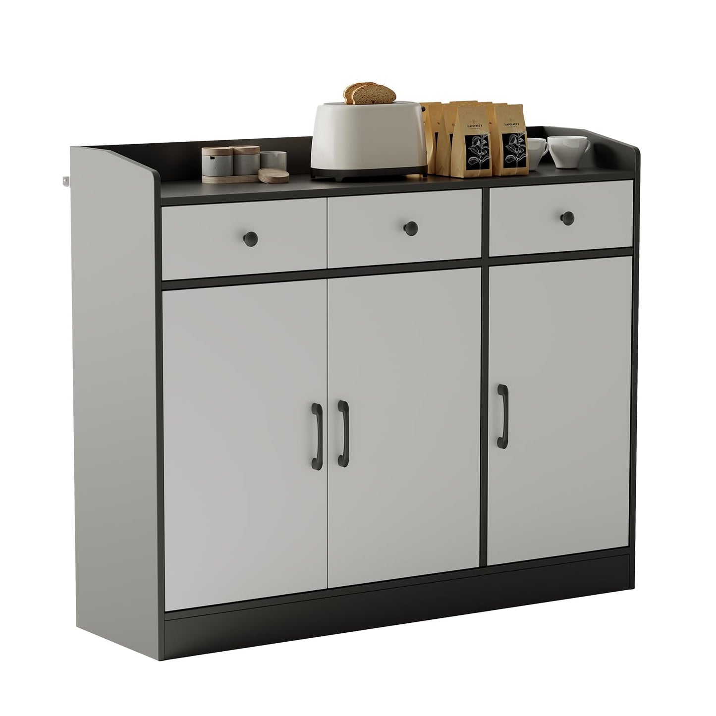 GarveeHome 42.5 in Sideboard Buffet Cabinet with Storage, Wooden Kitchen Storage Cabinet with Adjustable Shelf, Modern Coffee Bar Buffet Table for Living Room Entryway Dining Room