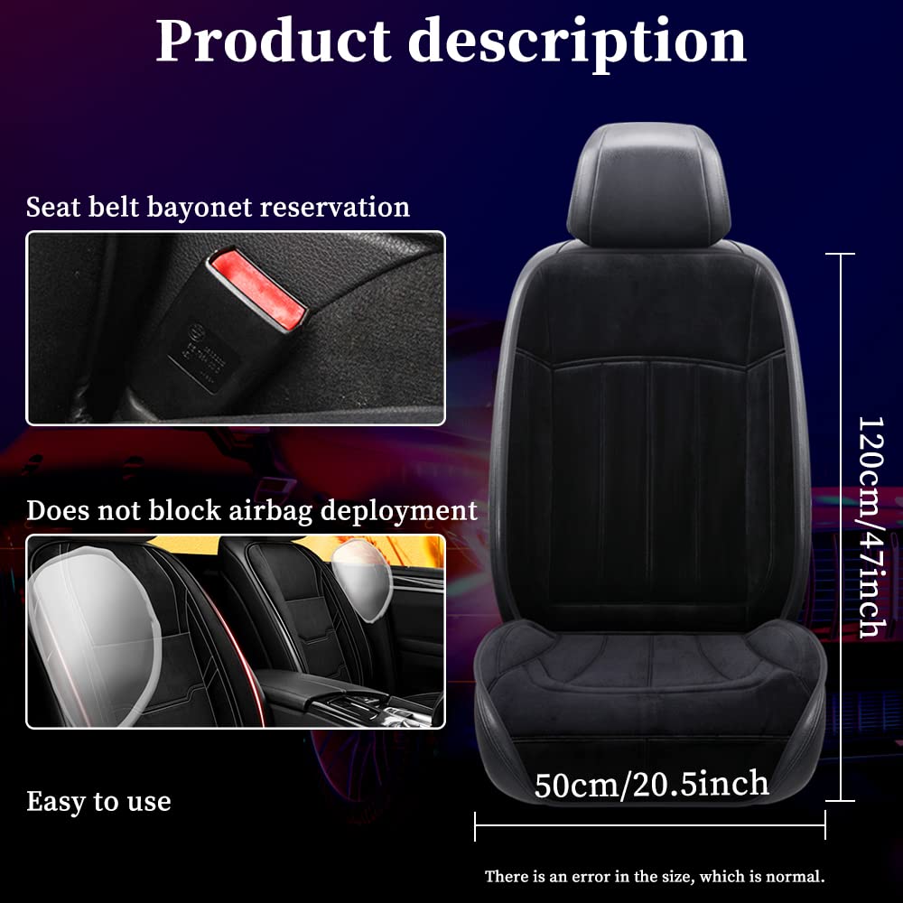 SriGM Car Seat Cushion Chair Cushion Auto Seat Cushion for Full Back and Seat, Velour Seat Car Cushion Front Chair Pad, Seat Cushion for Car Seat Driver 1 Pack (NH001-1pcs/Black)