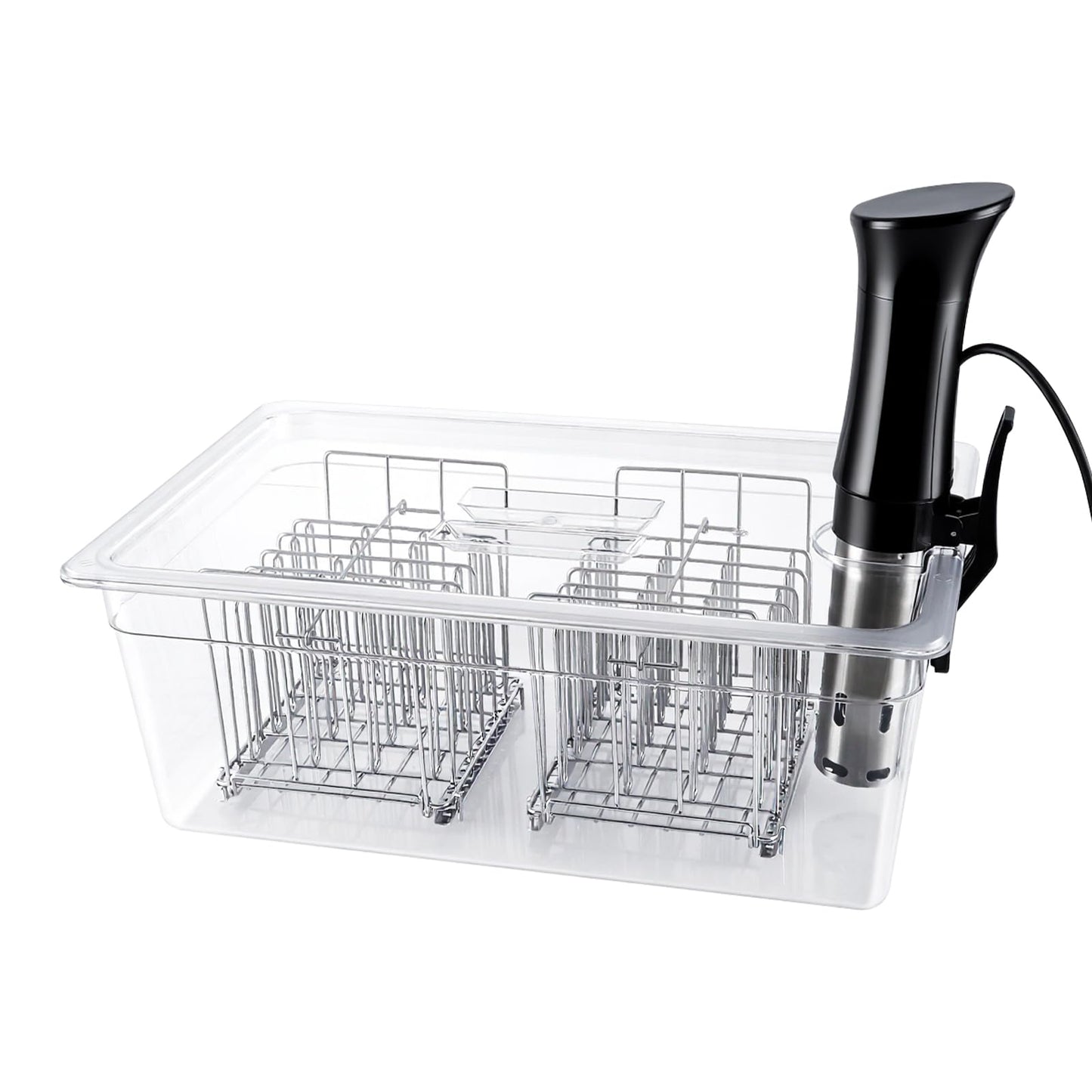 WELKOR Sous Vide Container 26 Quart with Lid & 2 Racks, Large Precision Cooker Water Bath Tank, Food-Grade PC Material, Heat Resistant (-40°F to 212°F) for Anova, Joule, Instant Pot