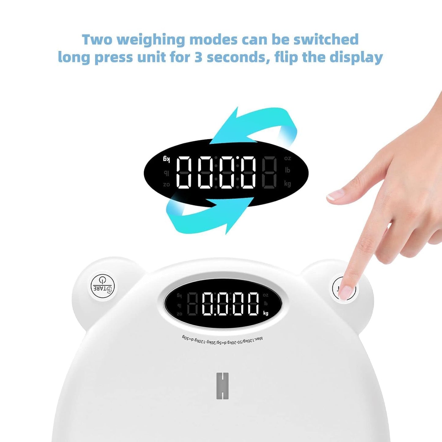 Ellie Digital Baby Scales, Multi-Function Scale for Infant, Toddler & Pet, LED Display Weighing Scale for Newborns, Cats & Dogs, Large Capacity for Family Weight Tracking at Home