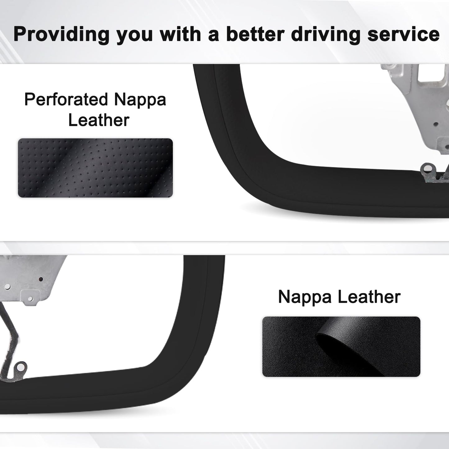 Model Y Juniper Yoke Steering Wheel, Black Nappa Leather Steering Wheel for Tesla Model Y Juniper 2026 Accessories With Heating Function No Front Trim (Black Nappa, Matte Carbon Fiber)